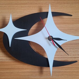 RETRO Clock - Cresent and Star - Mid-Century Modern 50s Style - Nostalgic - Original Wall Art - Laser Cut File - DXF - SVG