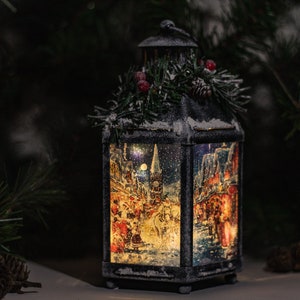 Christmas Lantern Home Decor - Table Light for Warm Holiday Glow