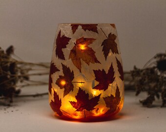 Multifunktionell decoupage-glasvaslampa - bordsdekoration