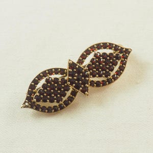Vintage Bohemian Garnet and Silver Gilt Brooch,900 Silver with Gold Wash, Mid Century, January Birthstone, Rose Cut Garnets, Germany 1960s