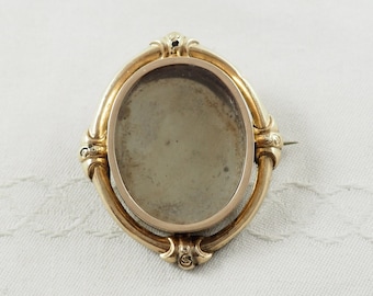 Antike Viktorianische Gold Filled Locket Locket Brosche, Deutschland 1880er