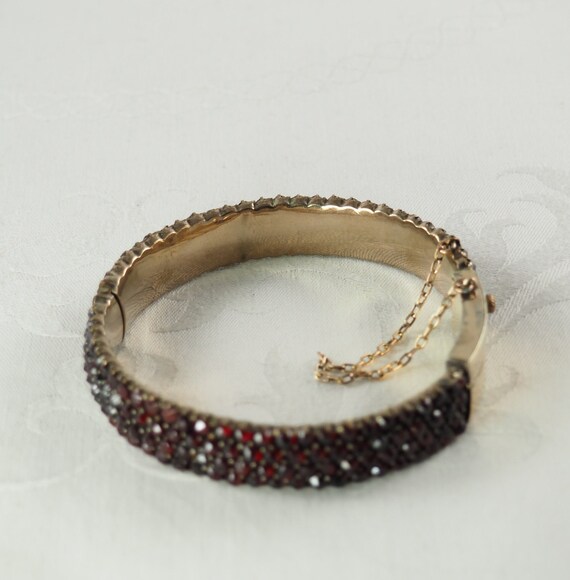 Antique Victorian Bohemian Garnet Hinged Bracelet… - image 9