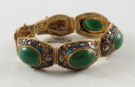 Vintage 1920s Chinese Export Enameled bracelet, S… - image 3