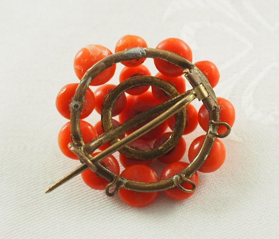 Antique Victorian Coral Cluster Brooch, Mediterra… - image 6