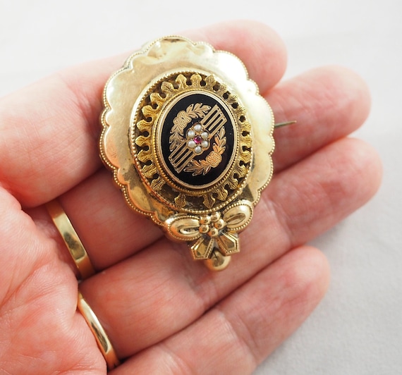 Antique Victorian Gold Filled and Enamel Sentimen… - image 8