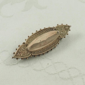 Antique Victorian Aesthetic Movement Brooch, 8K Gold Front, Glazed Locket Panel For Hair, Sentimental Brooch, Mourning Brooch, Germany 1870s