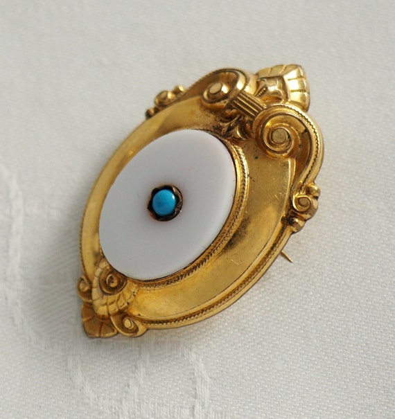 Antique Victorian Oval Pendant/Brooch, Gold Fille… - image 4