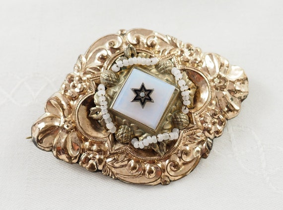 Antique Victorian Gold Filled Stomacher Brooch, F… - image 3