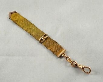 Antique Edwardian Pocket Watch Fob, Gilt Metal, Woven, Watch Fob, Infinity Symbol, Linked Rings, Chatelaine, Germany 1910s