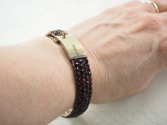 Antique Victorian Bohemian Garnet Hinged Bracelet… - image 2