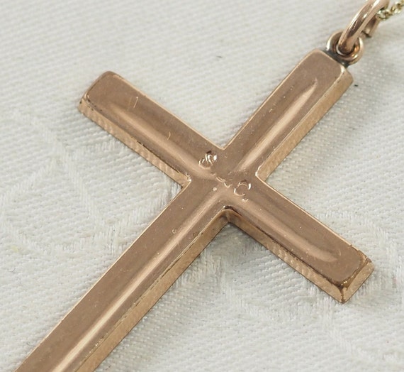 Antique Victorian Gold Filled Cross Pendant, Roll… - image 5