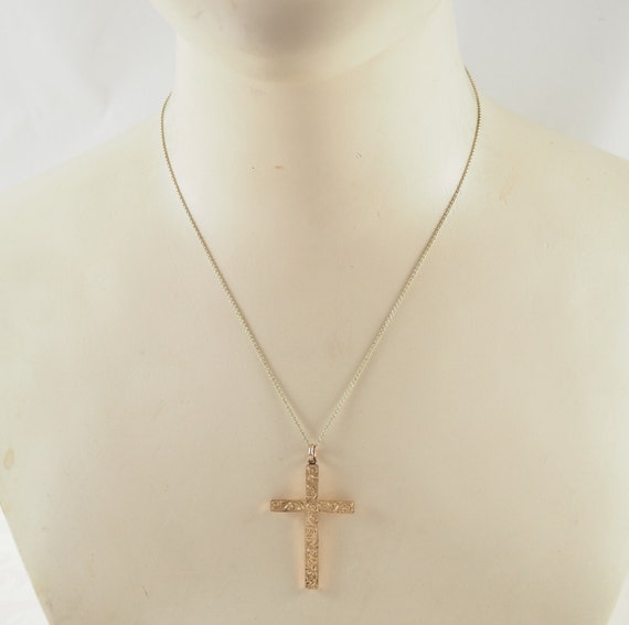 Antique Victorian Gold Filled Cross Pendant, Roll… - image 8