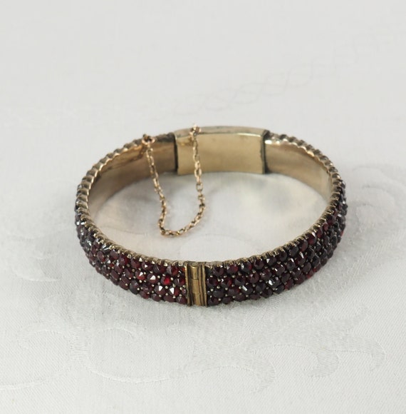Antique Victorian Bohemian Garnet Hinged Bracelet… - image 5