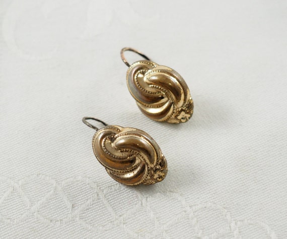Antique Late Victorian Gold Filled Sleeper Earrin… - image 1