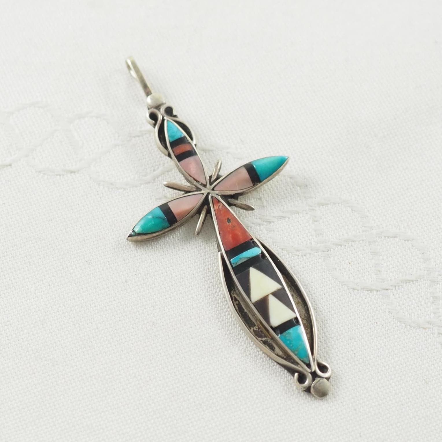 ヴィンテージ アールデコ ズニ族 シルバー クロスペンダント