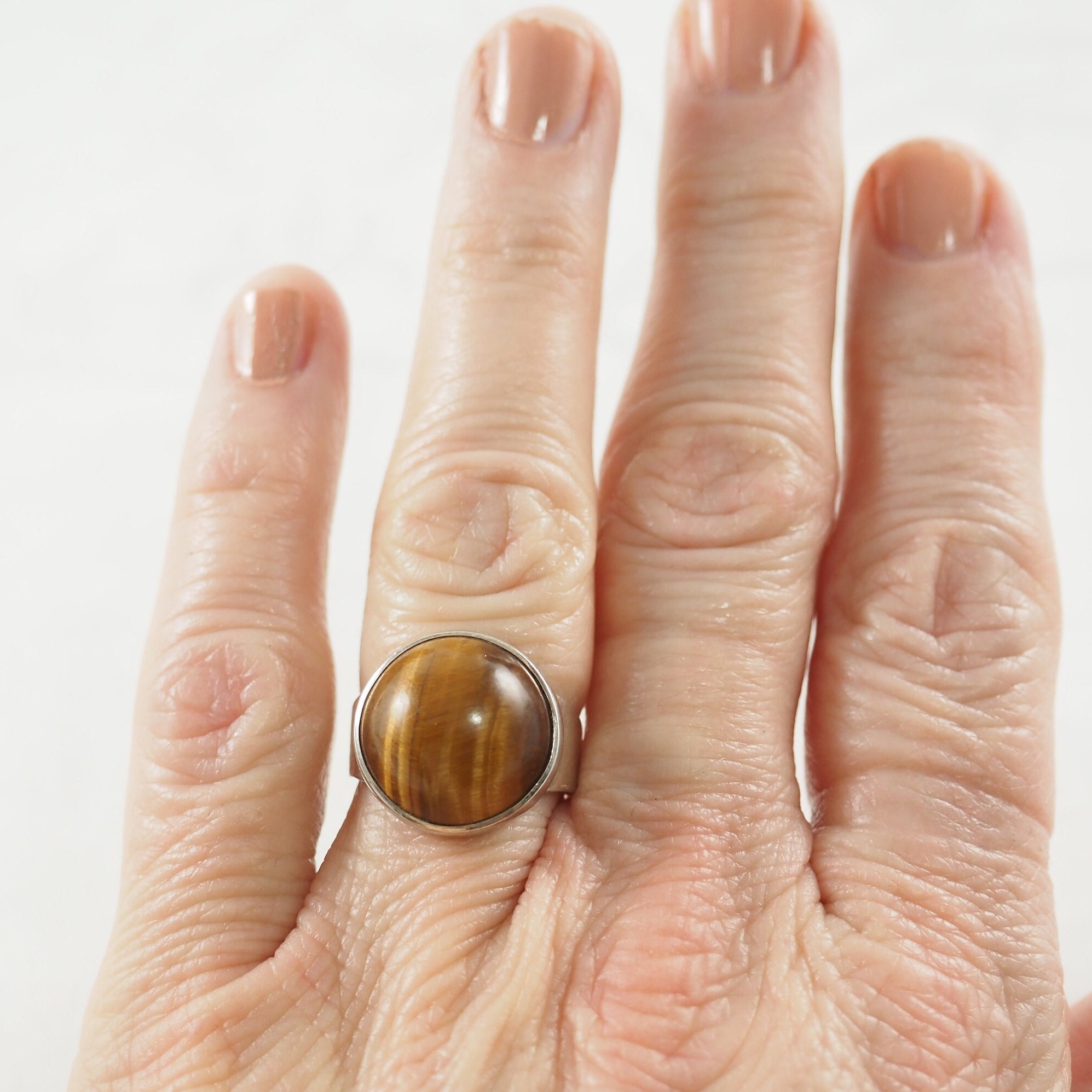 【最終値下げ】Tiger Eye Ring / Niels Erik From Vintage Niels Erik From Silver Tigers Eye Ring - Denmark