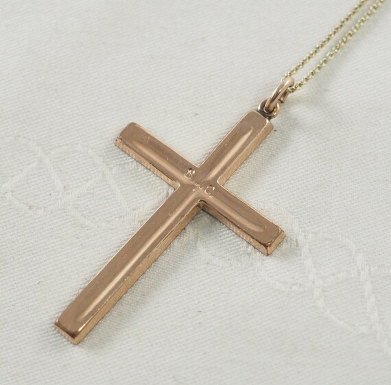 Antique Victorian Gold Filled Cross Pendant, Roll… - image 4