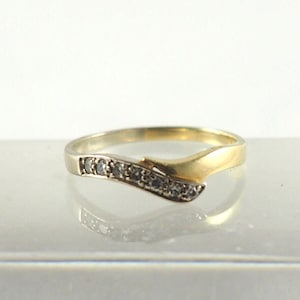 Vintage 14K gouden diamanten ring met chevron, VS 7.2, Duitsland, jaren 1970