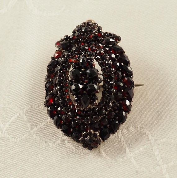 アンティーク ボヘミアン ガーネット リング ブローチ ネックレス セット