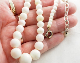 Collier Ras De Cou Ancien En Corail Peau D'ange - Style Art Déco - État Parfait - Occasion