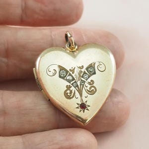 Antique Edwardian Heart Locket, Gold Filled, Ruby and Pastes, RB Macdonald,  USA 1900-10