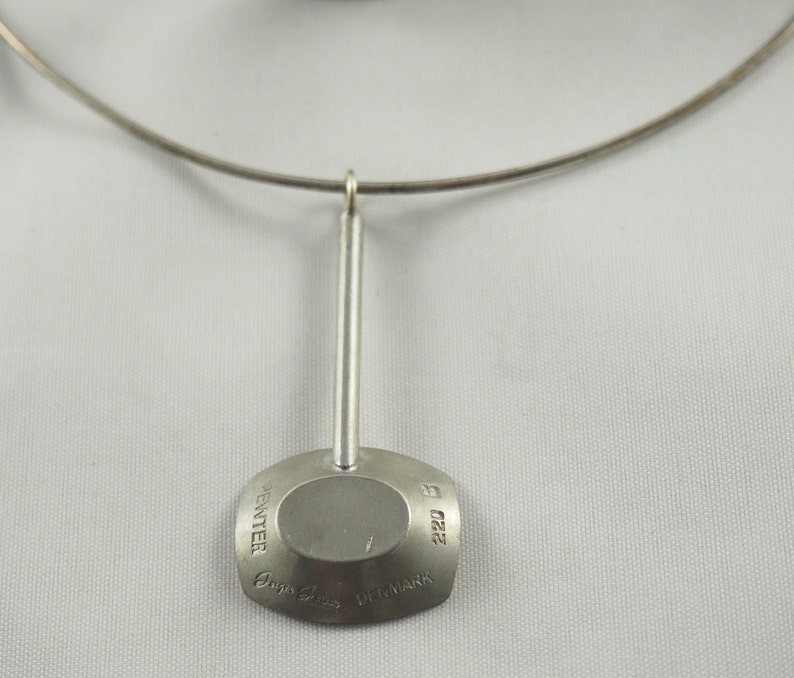Vintage J\u00f6rgen Jensen Danish Modernist Pewter Pendant Adjustable Bangle and Ring,Lapis Lazuli Denmark 1970 Marked on Pendant and Bangle
