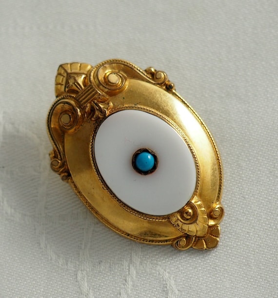 Antique Victorian Oval Pendant/Brooch, Gold Fille… - image 3