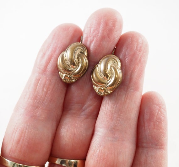 Antique Late Victorian Gold Filled Sleeper Earrin… - image 7