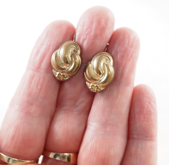Antique Late Victorian Gold Filled Sleeper Earrin… - image 3