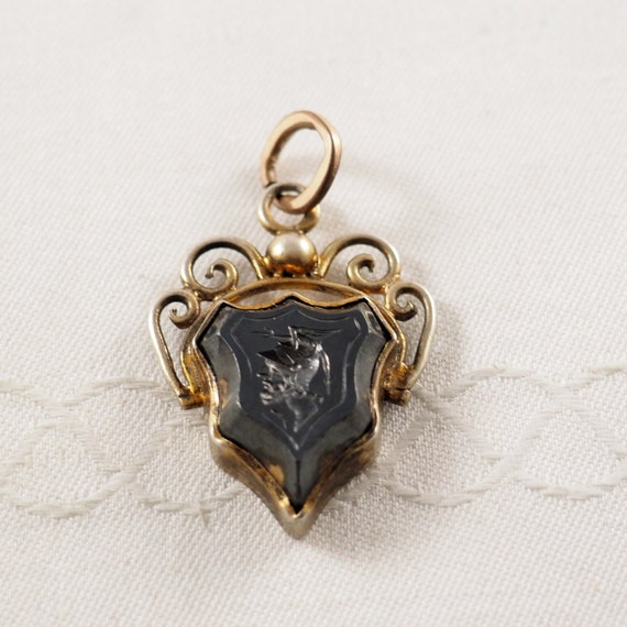 Antique Victorian Silver Gilt and Obsidian Intagl… - image 7