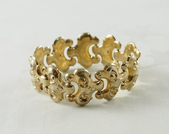 Antique Victorian Gold Filled Bracelet, Acanthus Scroll Panels, Germany 1880s