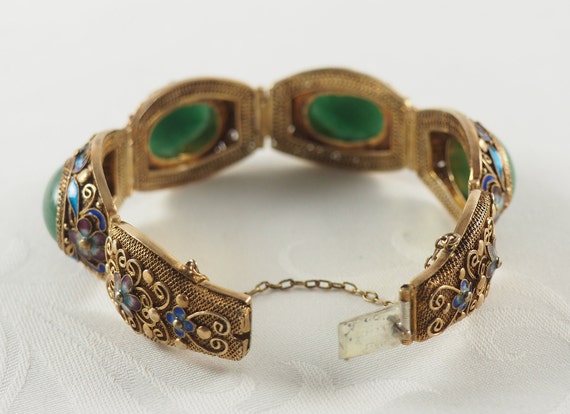 Vintage 1920s Chinese Export Enameled bracelet, S… - image 7