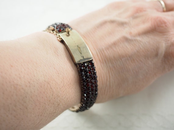 Antique Victorian Bohemian Garnet Hinged Bracelet… - image 7