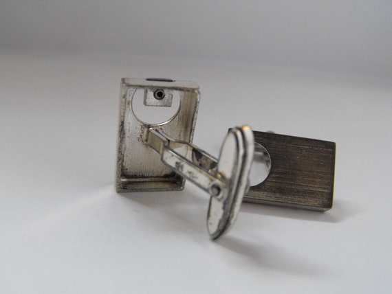 SOLD Modernist German Scandinavian 835 Silver Rectangle Tree Bark Cufflinks With French Import Cuff Links Offered by Gallery SW19