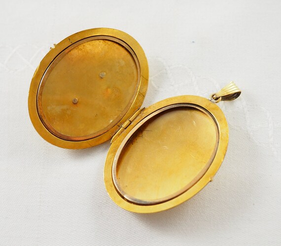 Antique Victorian Gold Filled Oval Locket, Brushe… - image 7