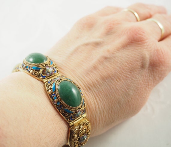 Vintage 1920s Chinese Export Enameled bracelet, S… - image 2