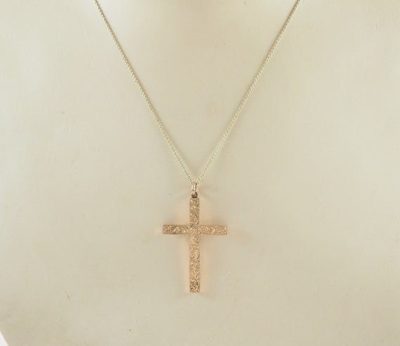 Antique Victorian Gold Filled Cross Pendant, Roll… - image 2