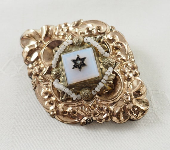 Antique Victorian Gold Filled Stomacher Brooch, F… - image 4