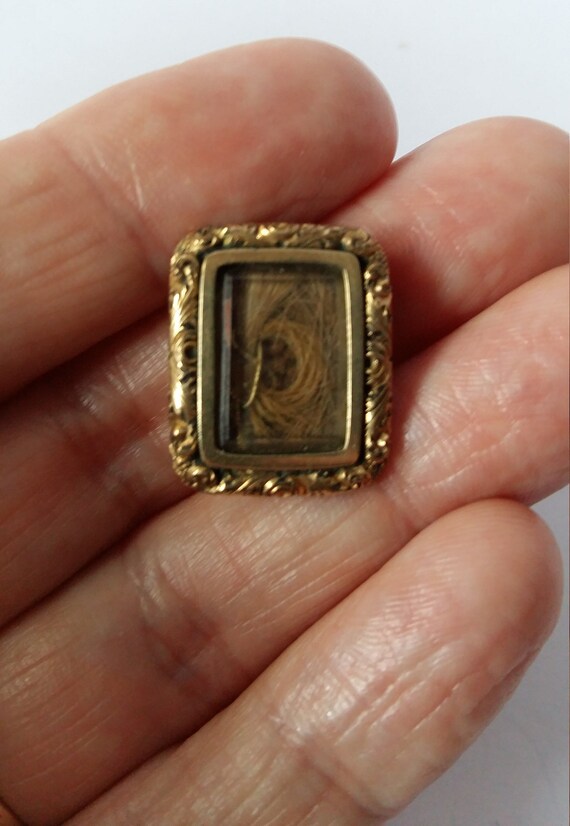 Antique Victorian Mourning Brooch, Rolled Gold, W… - image 4