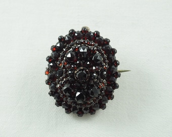 Antique Victorian Bohemian Garnet Locket Back Pendant Brooch, Brooch Pin Removable, Sentimental Jewelry, January Birthstone,  Bohemia 1880s