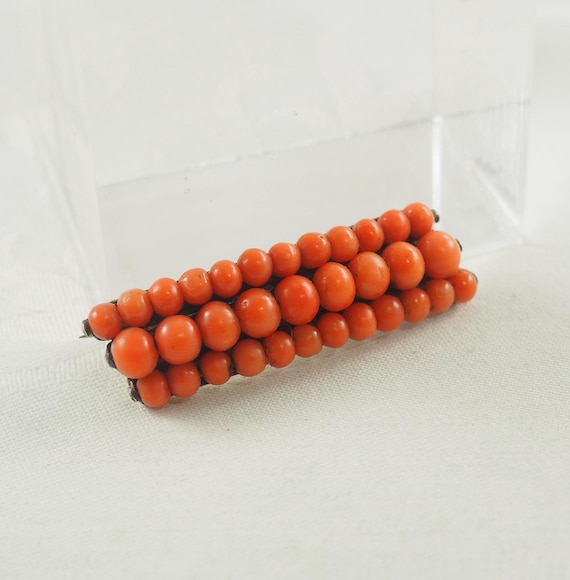 Antique Victorian Mediterranean Coral Brooch, Germany 1880s