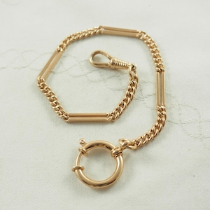 Antique Gold Filled Leontine Watch Chain: Edwardian Dog Clip, Germany 1910s