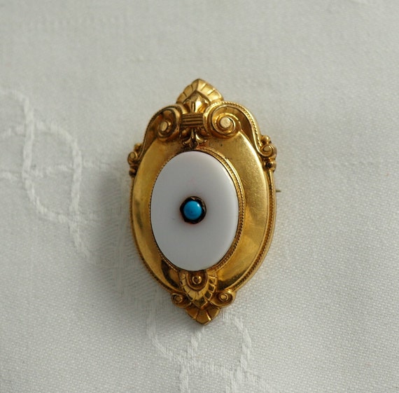 Antique Victorian Oval Pendant/Brooch, Gold Fille… - image 1