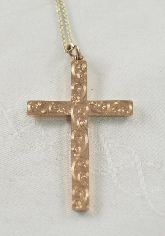 Antique Victorian Gold Filled Cross Pendant, Roll… - image 6