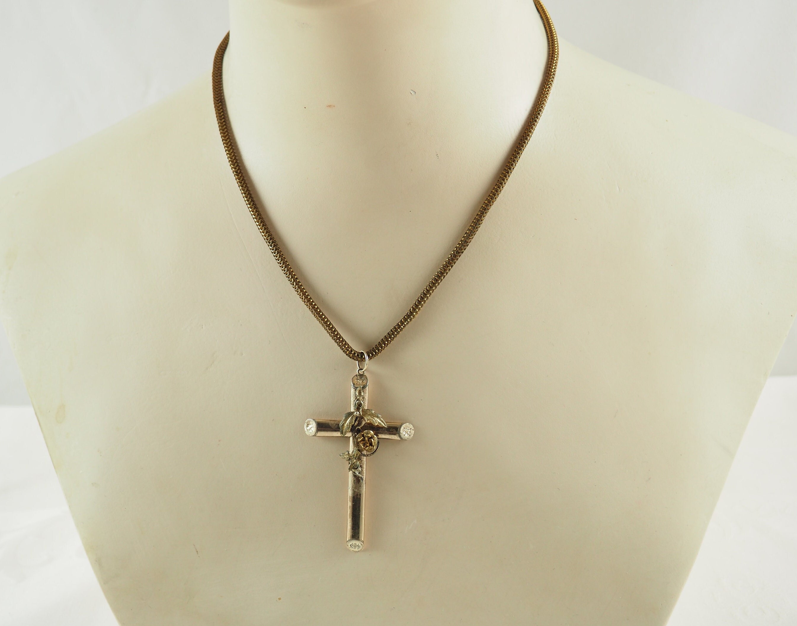 Antique Victorian Gold Filled Cross Pendant and Later Chain - Etsy