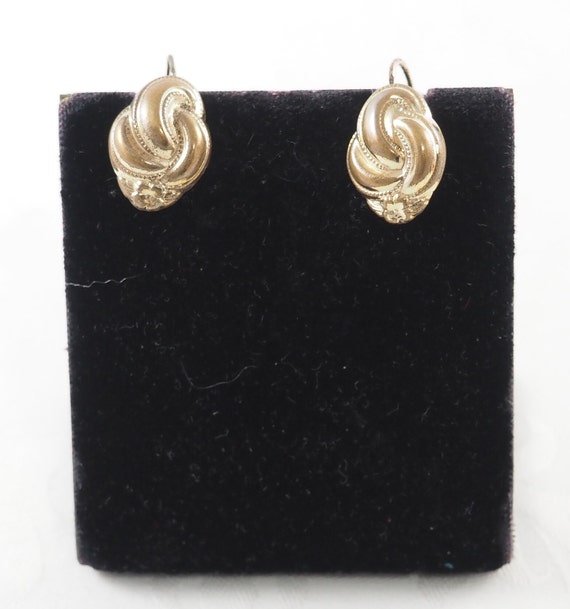 Antique Late Victorian Gold Filled Sleeper Earrin… - image 2