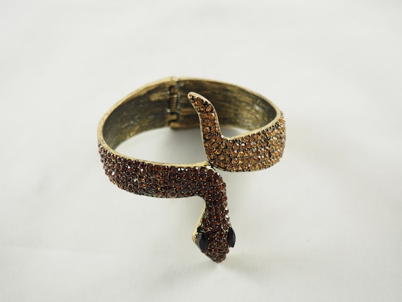 Vintage Costume Jewelry Snake Bracelet, Set with … - image 1