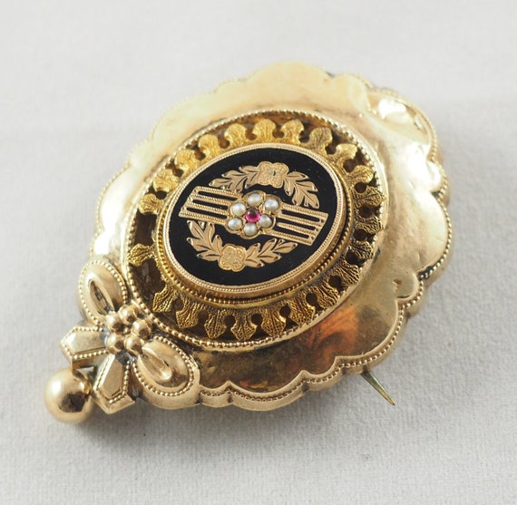 Antique Victorian Gold Filled and Enamel Sentimen… - image 4
