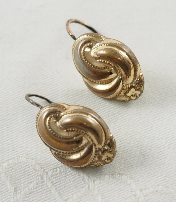 Antique Late Victorian Gold Filled Sleeper Earrin… - image 4