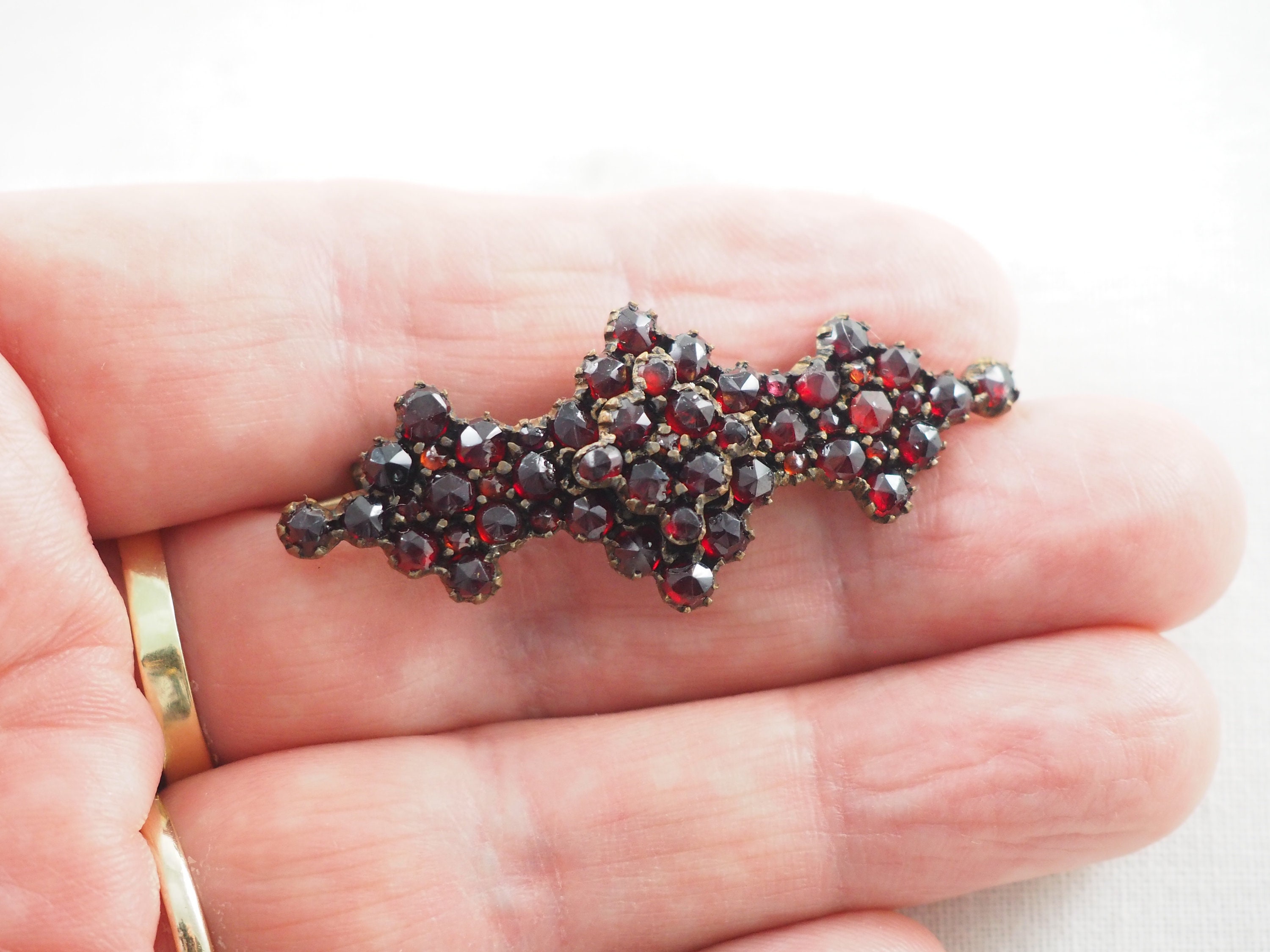 アンティーク ビクトリア朝 ボヘミアン ガーネット ブローチ、ローズ